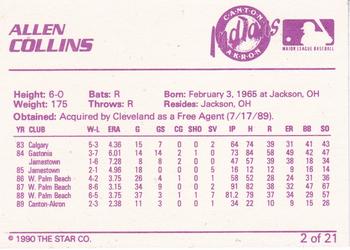1990 Star Canton-Akron Indians #2 Allen Collins Back