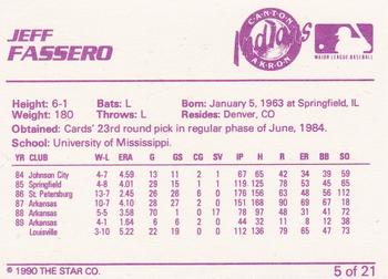 1990 Star Canton-Akron Indians #5 Jeff Fassero Back