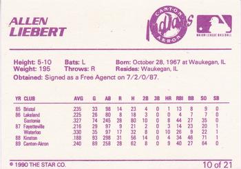 1990 Star Canton-Akron Indians #10 Allen Liebert Back