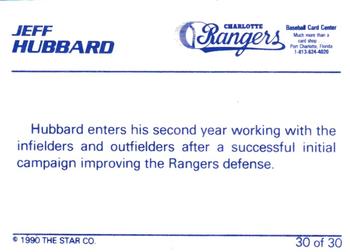 1990 Star Charlotte Rangers #30 Jeff Hubbard Back