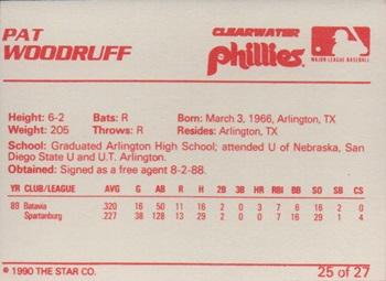 1990 Star Clearwater Phillies #25 Pat Woodruff Back