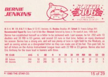 1990 Star Columbus Mudcats #15 Bernie Jenkins Back