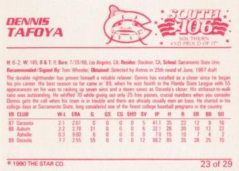 1990 Star Columbus Mudcats #23 Dennis Tafoya Back