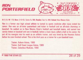1990 Star Columbus Mudcats #26 Ron Porterfield Back