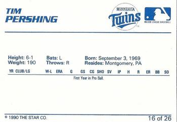 1990 Star Elizabethton Twins #16 Tim Persing Back