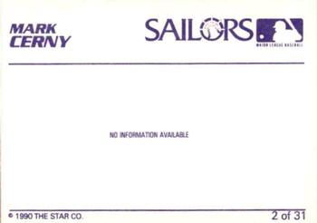 1990 Star Erie Sailors #2 Mark Cerny Back