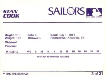 1990 Star Erie Sailors #3 Stan Cook Back