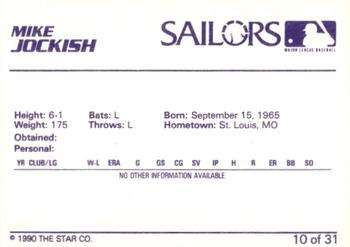 1990 Star Erie Sailors #10 Mike Jockish Back