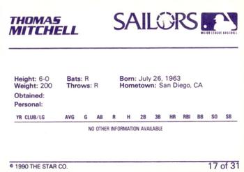 1990 Star Erie Sailors #17 Thomas Mitchell Back
