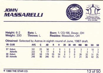 1990 Star Florida State League All-Stars #13 John Massarelli Back