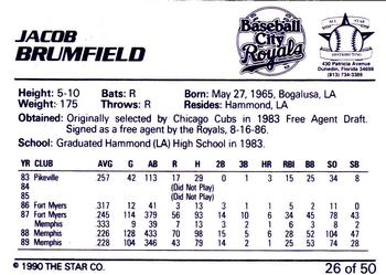 1990 Star Florida State League All-Stars #26 Jacob Brumfield Back