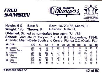 1990 Star Florida State League All-Stars #42 Fred Samson Back