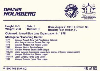 1990 Star Florida State League All-Stars #48 Dennis Holmberg Back