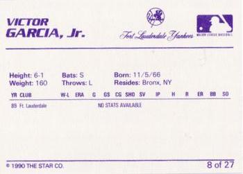 1990 Star Ft. Lauderdale Yankees #8 Victor Garcia  Back
