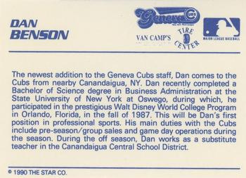 1990 Star Geneva Cubs #NNO Dan Benson Back