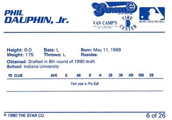 1990 Star Geneva Cubs #6 Phil Dauphin  Back