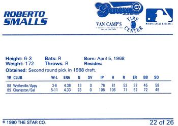 1990 Star Geneva Cubs #22 Roberto Smalls Back