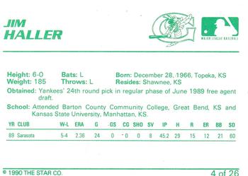 1990 Star Greensboro Hornets #4 Jim Haller Back