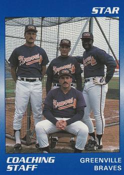 1990 Star Greenville Braves #24 Coaching Staff (Buddy Bailey / Randy Ingle / Bill Slack / Terry Harper) Front