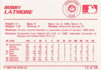 1990 Star Hagerstown Suns #12 Bobby Latmore Back