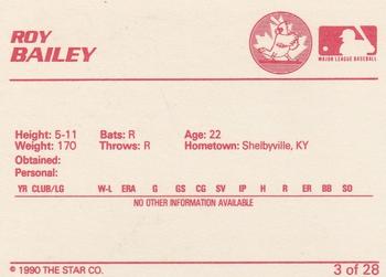 1990 Star Hamilton Redbirds #3 Roy Bailey Back