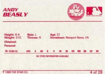 1990 Star Hamilton Redbirds #4 Andy Beasley Back