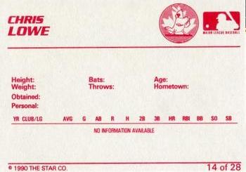 1990 Star Hamilton Redbirds #14 Chris Lowe Back