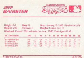 1990 Star Harrisburg Senators #3 Jeff Banister Back