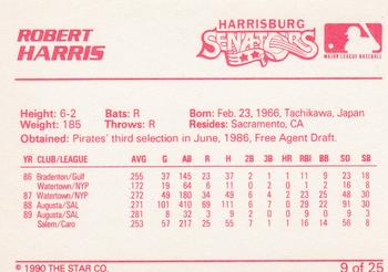 1990 Star Harrisburg Senators #9 Robert Harris Back