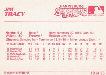 1990 Star Harrisburg Senators #18 Jim Tracy Back