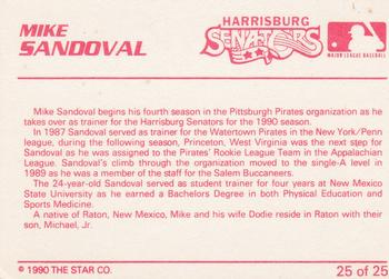 1990 Star Harrisburg Senators #25 Mike Sandoval Back