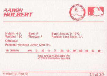 1990 Star Johnson City Cardinals #14 Aaron Holbert Back
