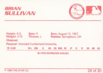 1990 Star Johnson City Cardinals #26 Brian Sullivan Back