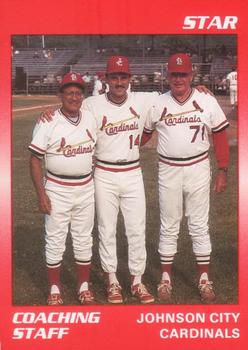 1990 Star Johnson City Cardinals #28 Coaching Staff (Mark DeJohn / George Kissell / Bob Milliken) Front