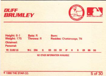 1990 Star Johnson City Cardinals #5 Duff Brumley Back