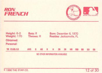 1990 Star Johnson City Cardinals #12 Ron French Back