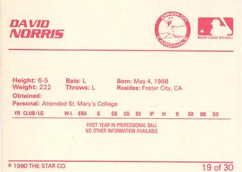 1990 Star Johnson City Cardinals #19 David Norris Back
