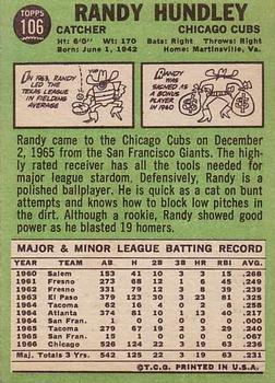 1967 Topps #106 Randy Hundley Back