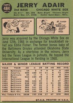 1967 Topps #484 Jerry Adair Back