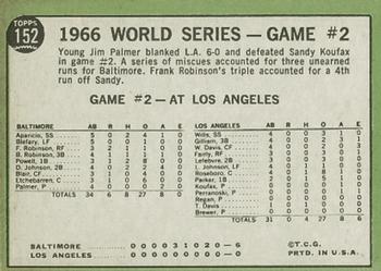 1967 Topps #152 World Series Game #2 - Palmer Blanks Dodgers Back