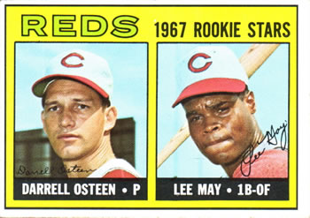1967 Topps #222 Reds 1967 Rookie Stars (Darrell Osteen / Lee May) Front