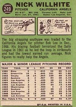 1967 Topps #249 Nick Willhite Back
