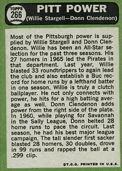 1967 Topps #266 Pitt Power (Willie Stargell / Donn Clendenon) Back