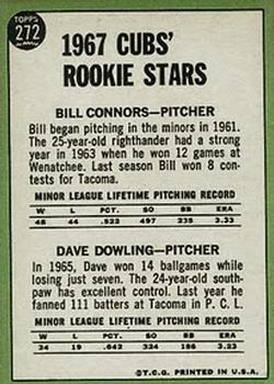 1967 Topps #272 Cubs 1967 Rookie Stars (Bill Connors / Dave Dowling) Back