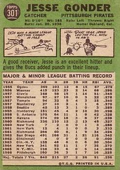 1967 Topps #301 Jesse Gonder Back
