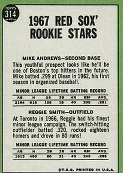 1967 Topps #314 Red Sox 1967 Rookie Stars (Mike Andrews / Reggie Smith) Back