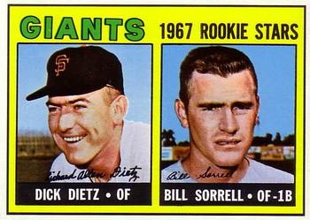 1967 Topps #341 Giants 1967 Rookie Stars (Dick Dietz / Bill Sorrell) Front