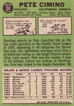 1967 Topps #34 Pete Cimino Back