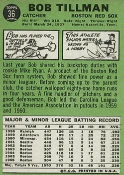 1967 Topps #36 Bob Tillman Back