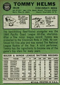 1967 Topps #505 Tommy Helms Back